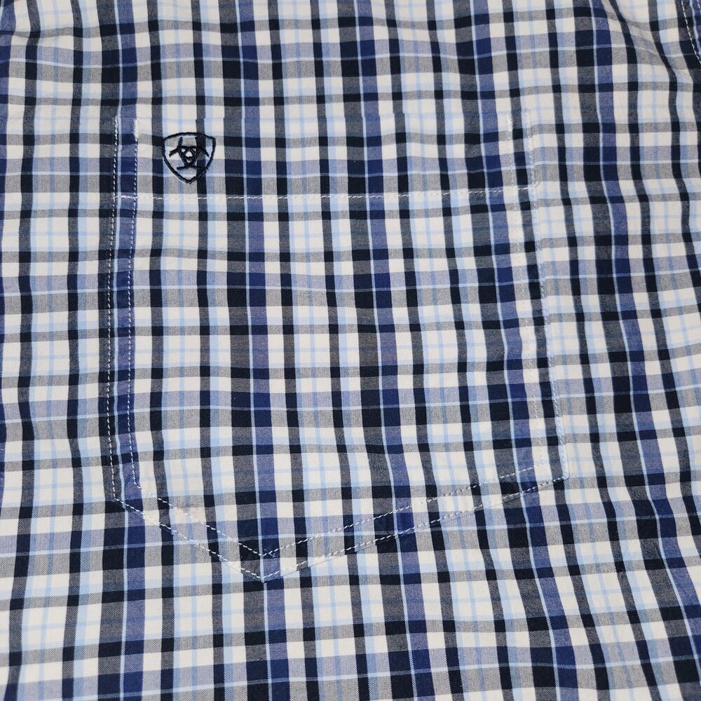 Ariat Pro Series Long Sleeve Plaid Button Down Shirt Men XXL Blue Cowboy Western - Picture 3 of 5